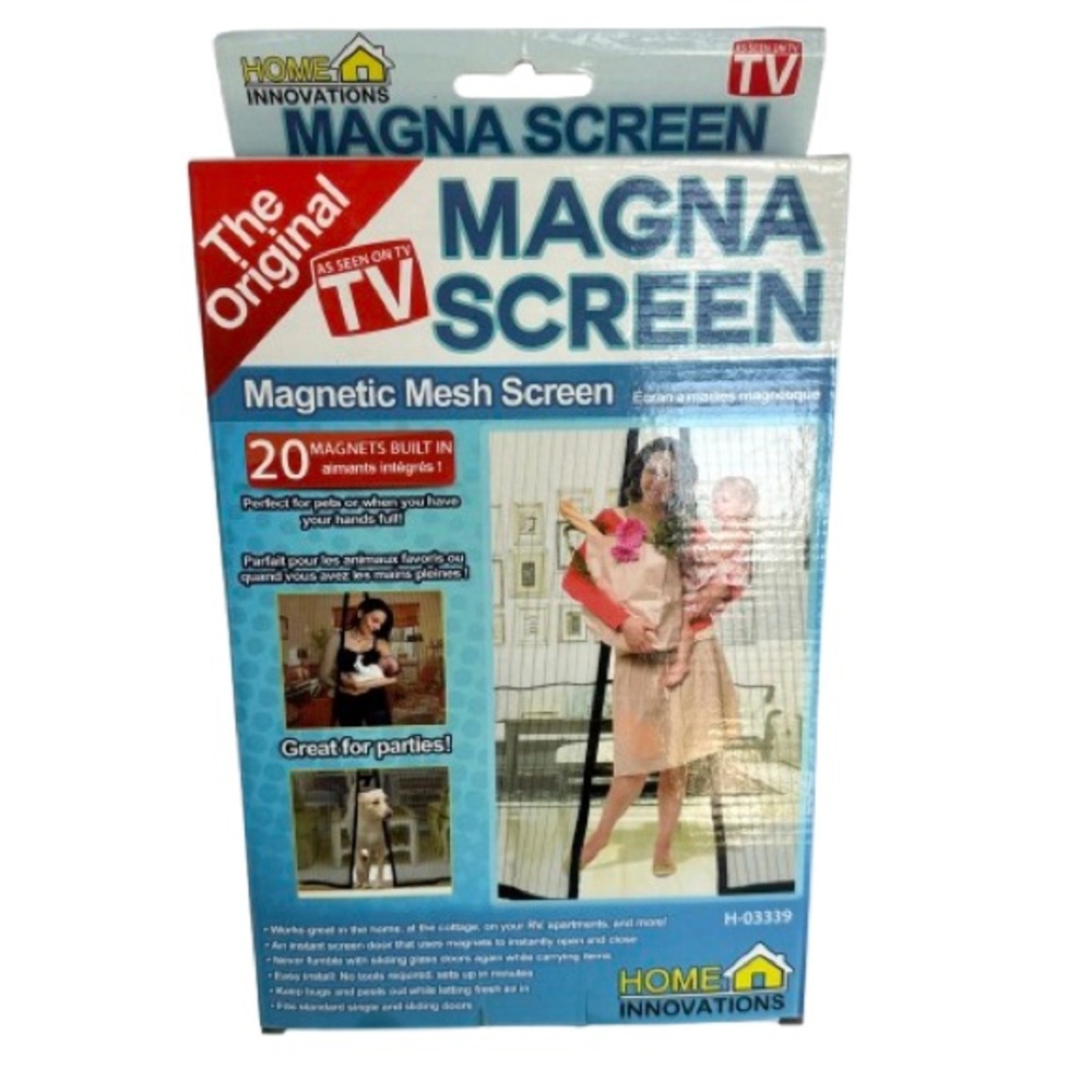Home Innovations Magna Screen Black Magnetic Mesh Door Screen As Seen On TV